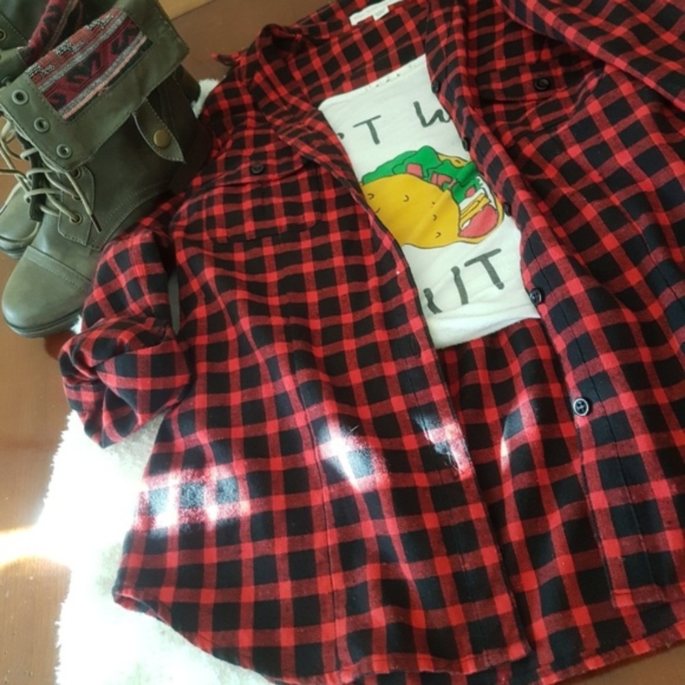 Fitted Red Flannel with Cinched Back
